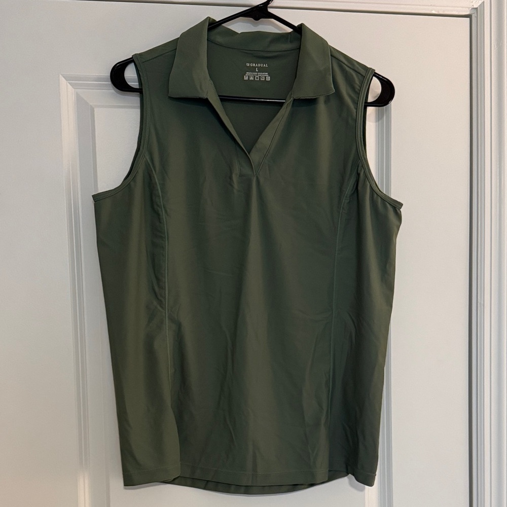 Green sleeveless Golf Polo